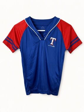Texas Rangers Kids Blue and Red Short Sleeve Baseball T Shirt